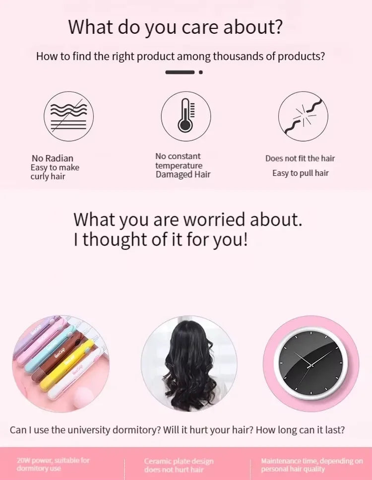 Curly Hair Styling and Straightening Comb Even Heat Distribution No Damage To Hair Styling Clips ands  Mini Hair Straightening Irons