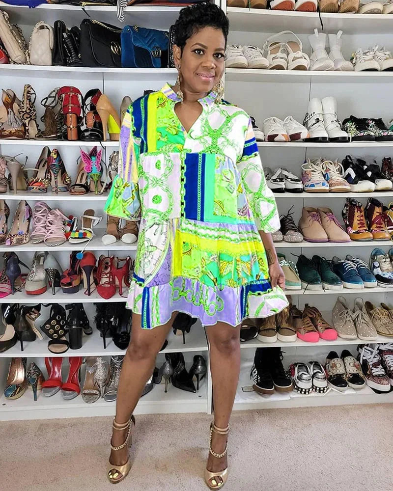 CM.YAYA Women's Casual Paisley Print A-Line Mini Dress with Flare Sleeves – Summer 2024 Collection