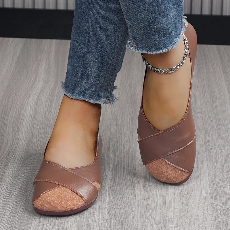 YZZJALK Women's Loafers - Casual Slip-On Flats with Splicing Design