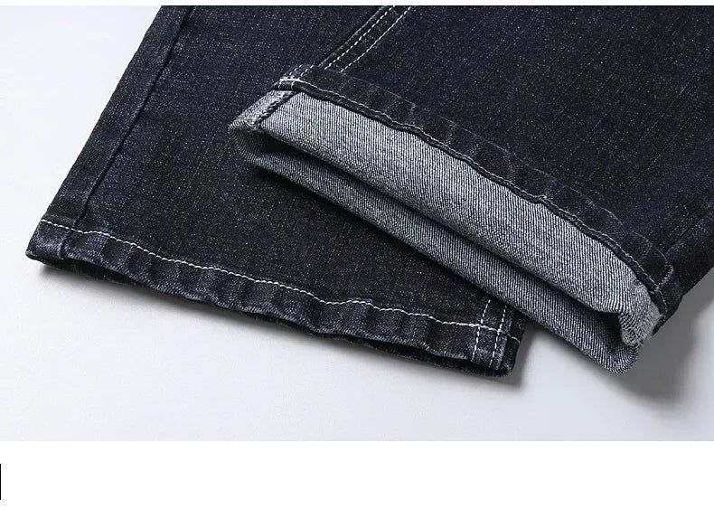Business Men's Stretch Jeans Autumn New Straight Casual Regular Classic Fashion Denim Trousers