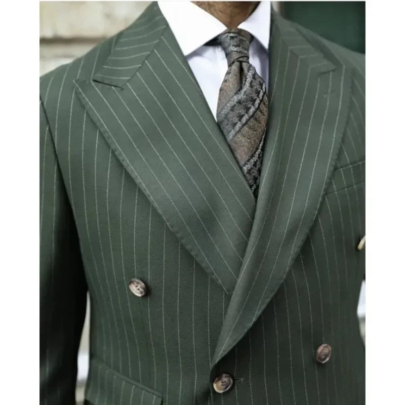 NoEnName_Null Men's Formal Double-Breasted Suit – Polyester for Spring & Autumn