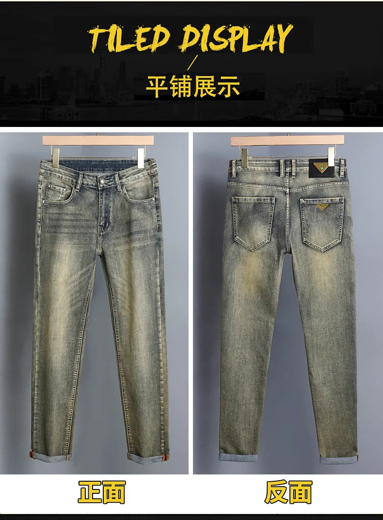 Denim jeans Pants Slim Fit Retro Stretch 2023 Winter Autumn Trousers Moto Biker Jeans High Quality