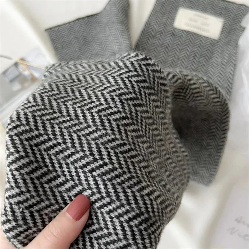 eTya Women's Winter Striped Knit Scarf - Polyester, Linen, Acetate, and Acrylic Fiber Blend