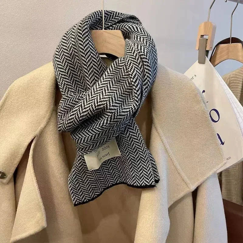 eTya Women's Winter Striped Knit Scarf - Polyester, Linen, Acetate, and Acrylic Fiber Blend