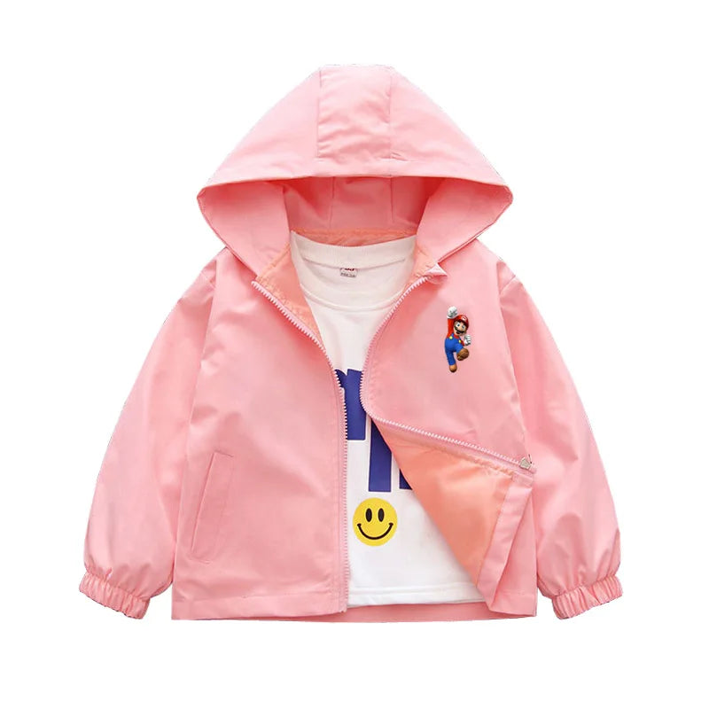 Spring Boys and Girls Cartoon Super Mario Zipper Hoodies Jacket for 1-10 Years