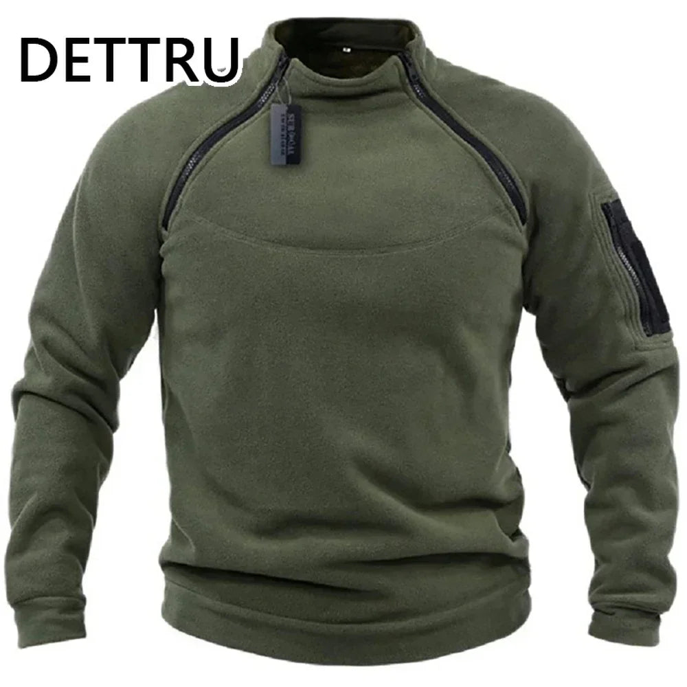 DETTRU Chinese Style Fleece Pullover for Men – Autumn & Winter