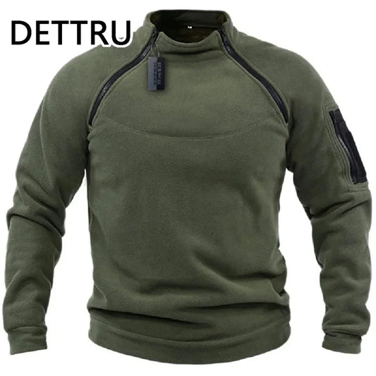 DETTRU Chinese Style Fleece Pullover for Men – Autumn & Winter