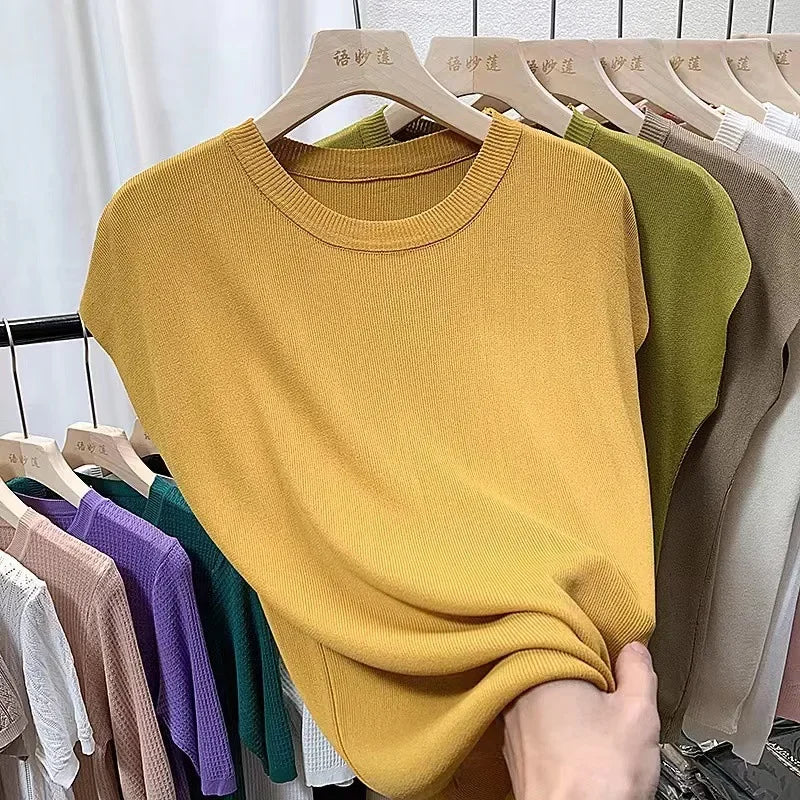 Women's Summer Casual Sleeveless O-Neck Tee ZX1615 by NoEnName_Null