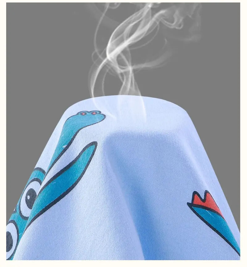 NoEnName_Null Unisex Baby Cartoon Print Pullover Shorts Set for Toddlers (Ages 1-3Y)