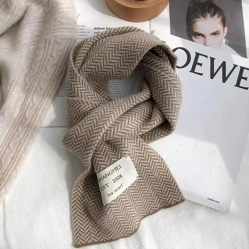 eTya Women's Winter Striped Knit Scarf - Polyester, Linen, Acetate, and Acrylic Fiber Blend