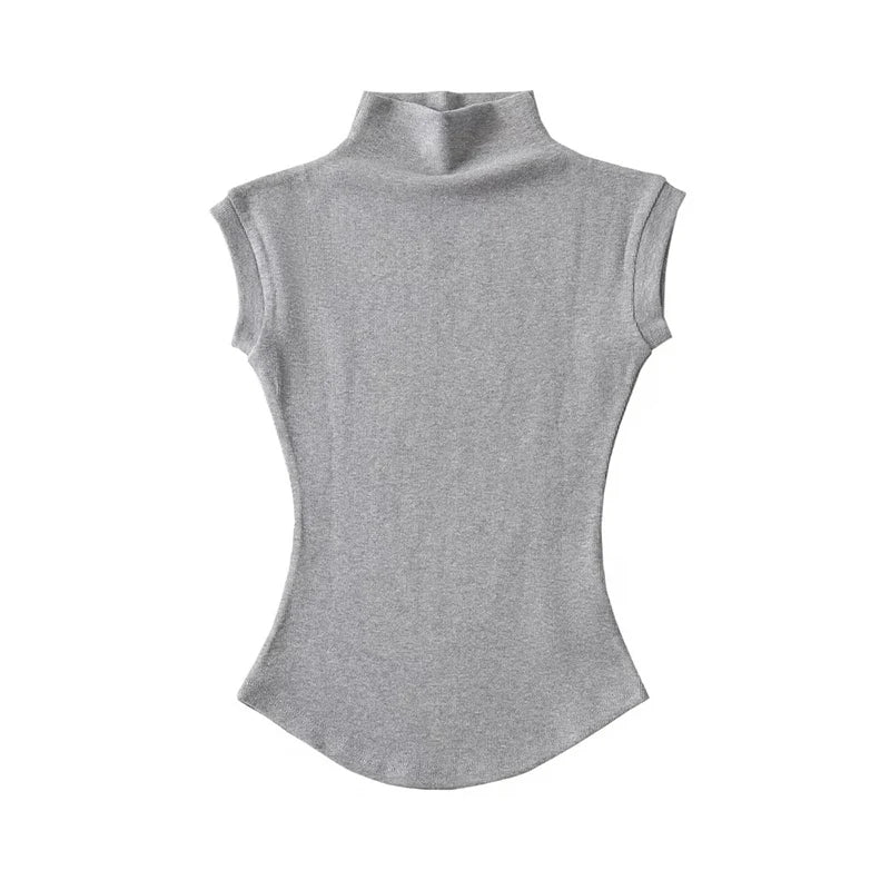 Women's Sleeveless Turtleneck Slim Fit Knit Top Summer 2024 by TODOBLACK
