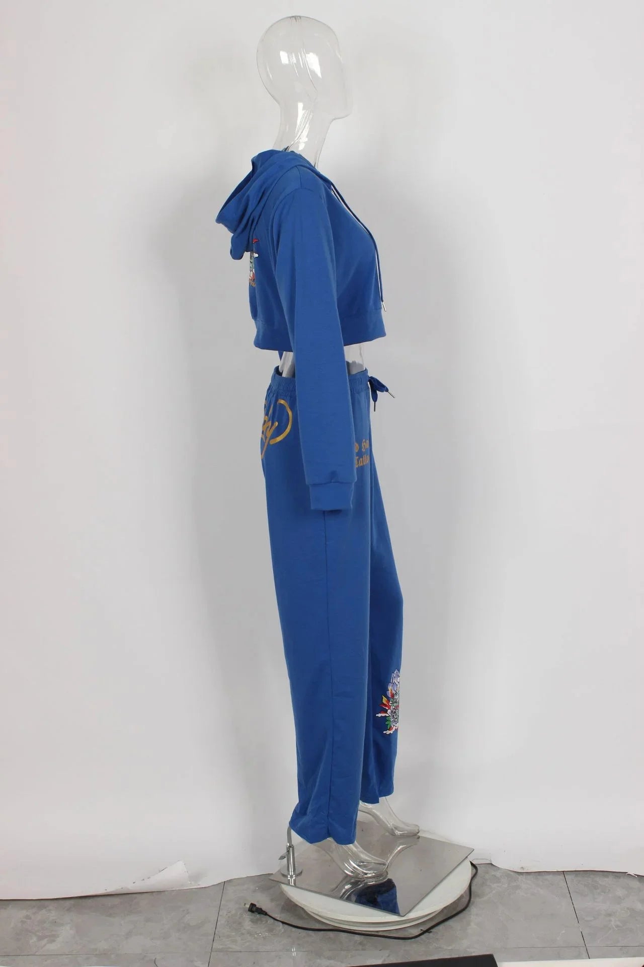 Kontturi Streetwear Women's Autumn/Winter Hooded Zip-Up Set with Ankle-Length Pants