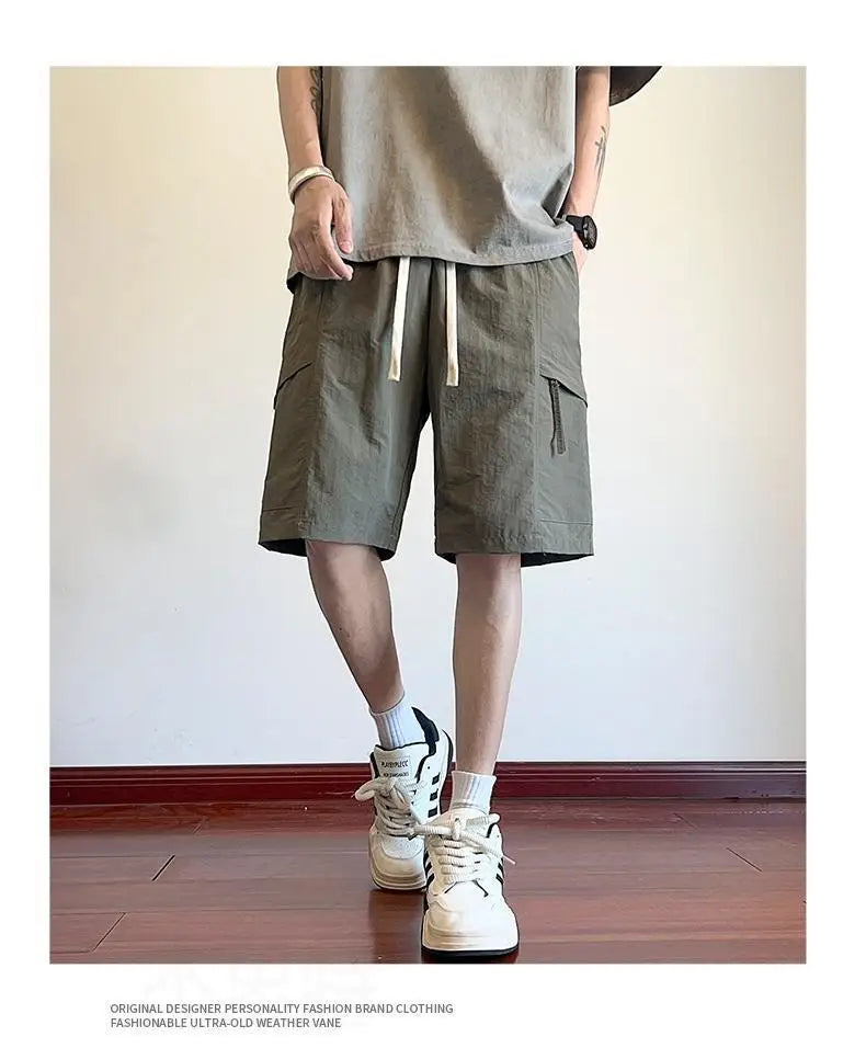 Men’s Casual Solid Color Polyester Summer Shorts – Lightweight & Breathable
