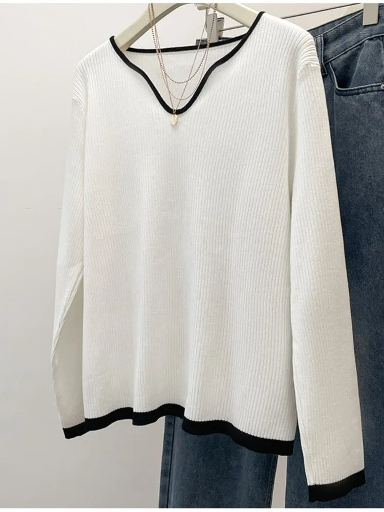 BigLargi Women's Loose Fit V-Neck Casual Shirt – Autumn/Winter Collection