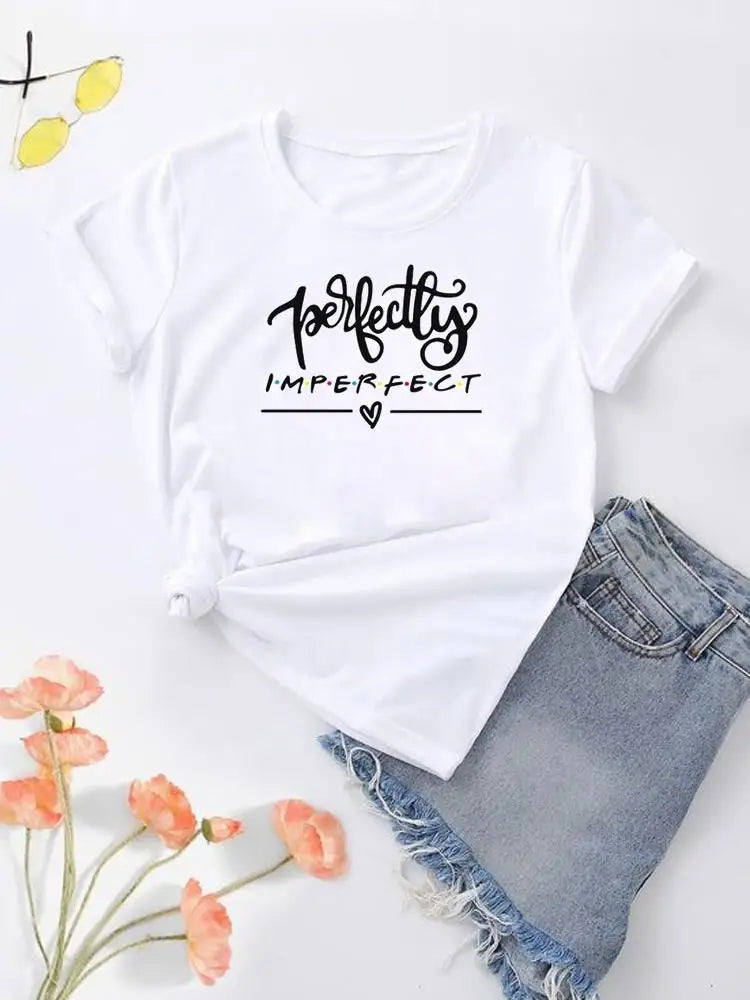 NoEnName_Null Women's Cartoon Print Casual O-Neck T-shirt – Summer Top