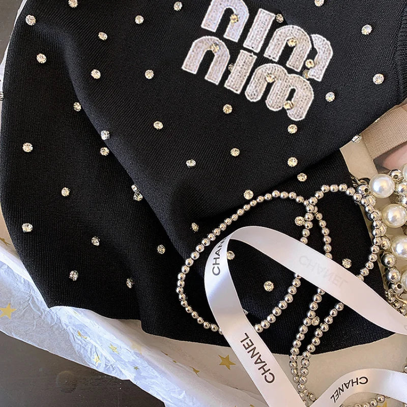 Luxury Embroidered Letter Tank Top for Junior Women – Cotton & Polyester Blend, Summer Style