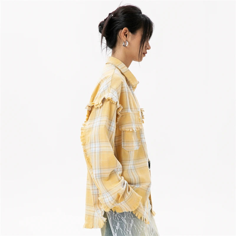 STIWAUP Women's Plaid Long Sleeve Blouse – Casual Turn-down Collar Top for Spring & Autumn