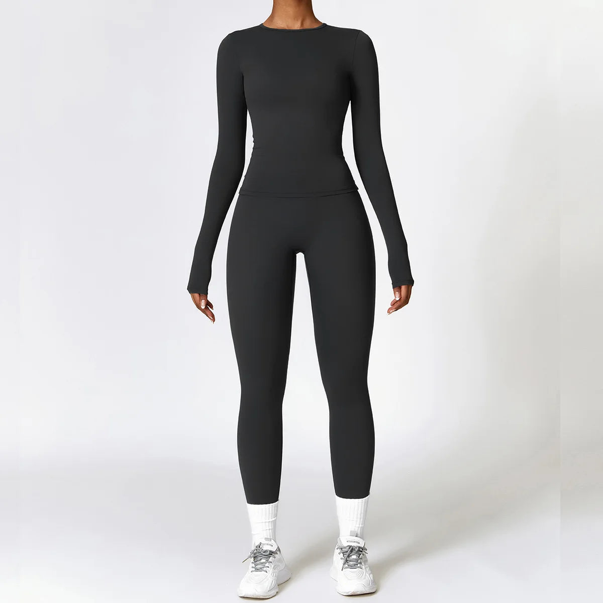 YEHAN Women's Sporty Yoga Set - High Waist, Quick Dry, Spandex/Nylon, Full Sleeve