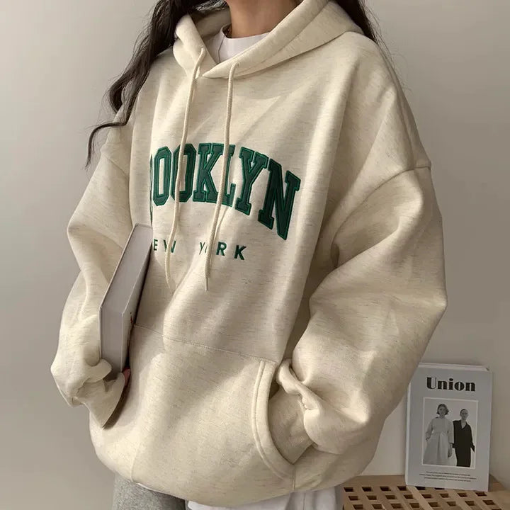 Trancilong Women's Loose Fit Fleece Sweatshirt with O-Neck and Printed Design – Autumn/Winter Collection