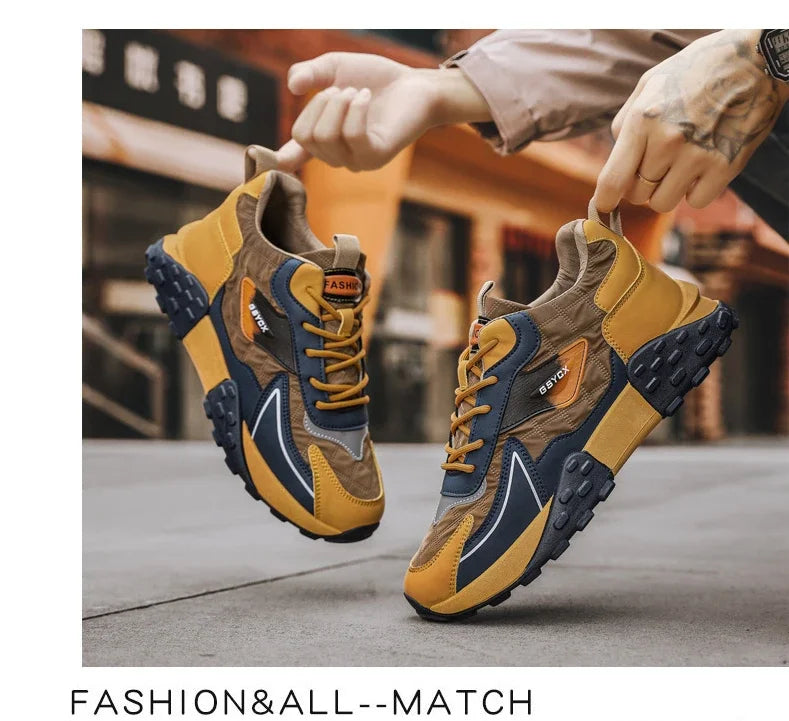 NoEnName_Null Men's Casual Lace-Up Shoes - Winter-Ready Leather Sneakers