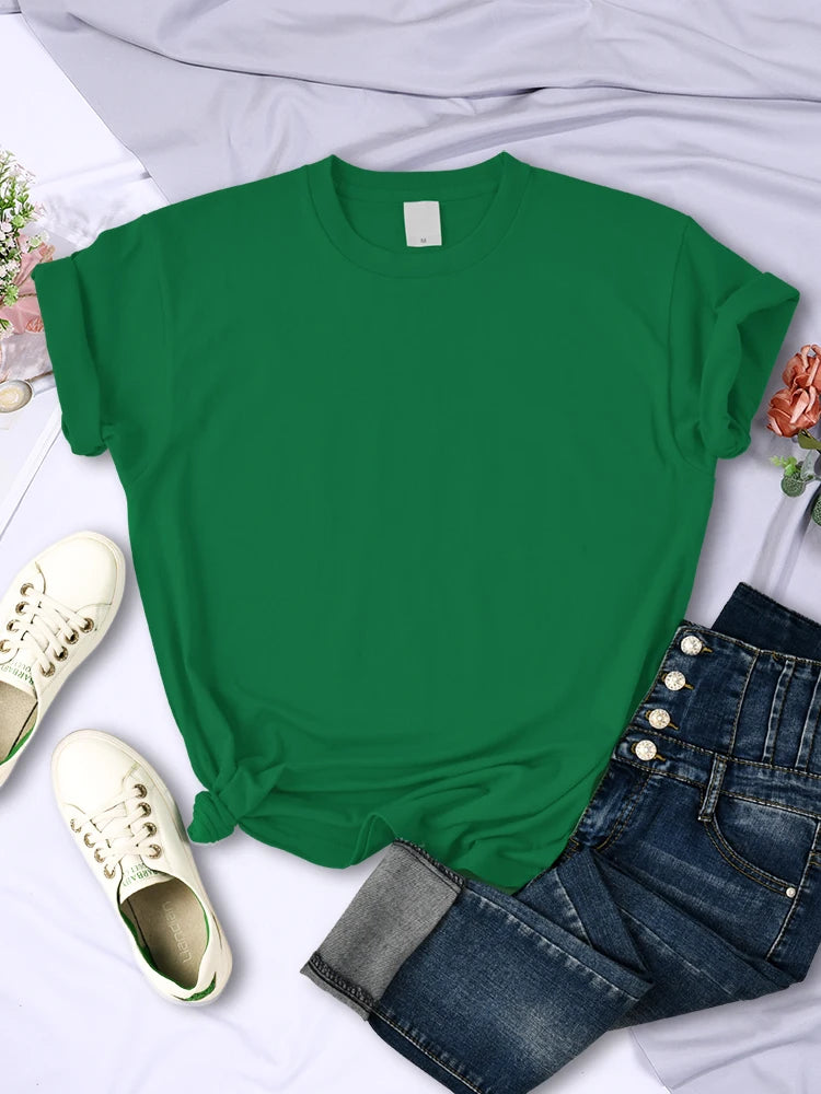Summer Women Solid Color T-Shirts Comfortable All-Match Multicolor Clothes Loose O-Neck Short Sleeve Casual Female Tops