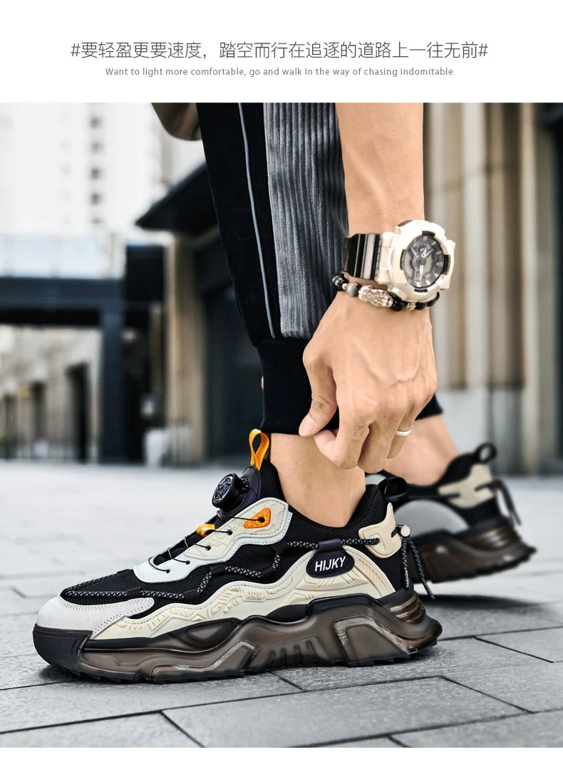 Yuzhy Men's Breathable Casual Lace-Up Shoes - Winter-Ready, Anti-Odor Sneakers