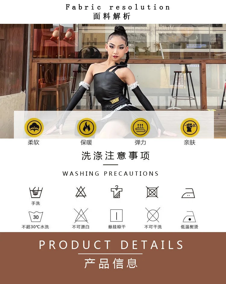 Girls' Latin Dance Dress – Lightweight Polyester Performance Wear for Practice & Competition