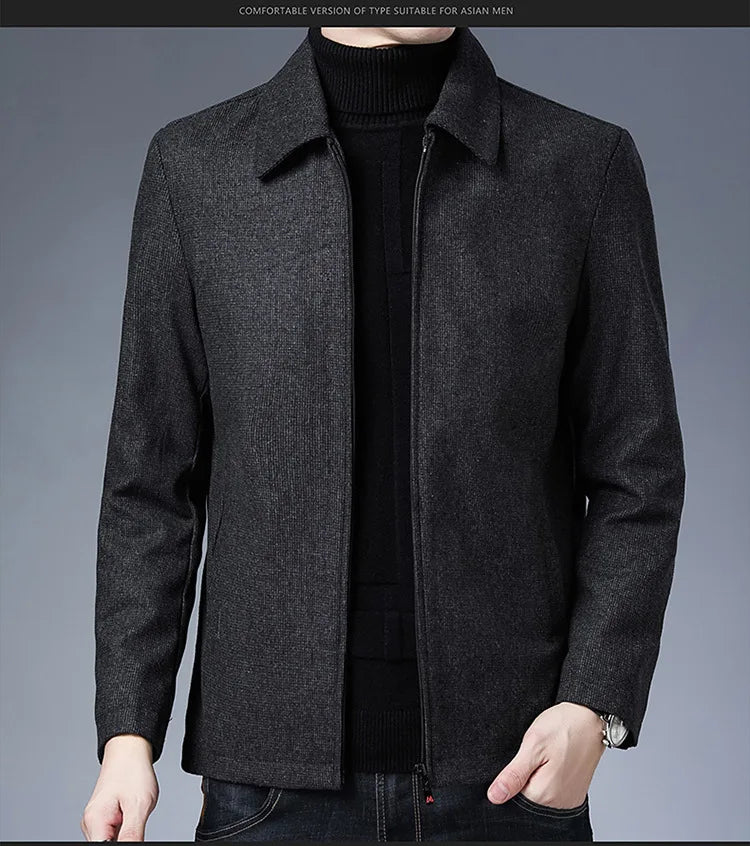 BULUOLANDI Men’s Casual Winter Jacket - Zipper Closure, Turn-down Collar, Regular Fit