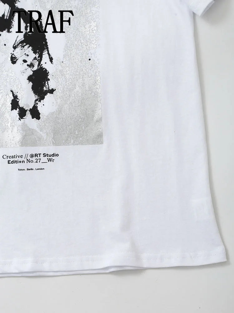 Women Printed T-shirts Summer 2024 Women Cotton O-neck Short Sleeve Tops Female New in Tops