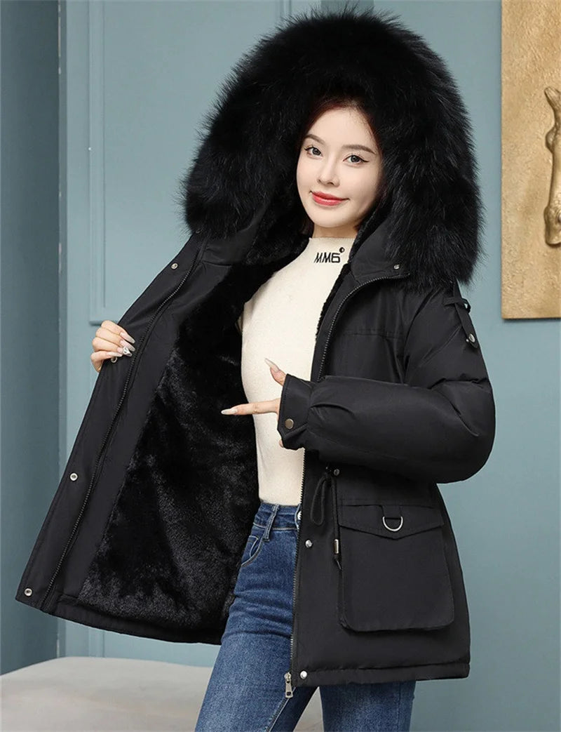 Women's Thick Hooded Winter Jacket - Warm & Stylish