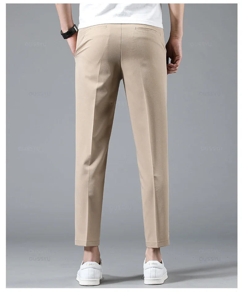 OUSSYU Men’s Smart Casual Straight-Leg Pants – Lightweight Summer Collection