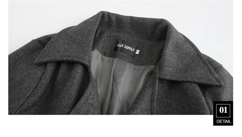 Winter Wool Overcoats Mens Outdoor Casual Double-breasted Turndown Collar Coats.