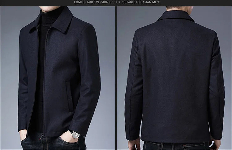 BULUOLANDI Men’s Casual Winter Jacket - Zipper Closure, Turn-down Collar, Regular Fit