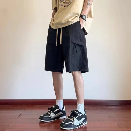 Men’s Casual Solid Color Polyester Summer Shorts – Lightweight & Breathable