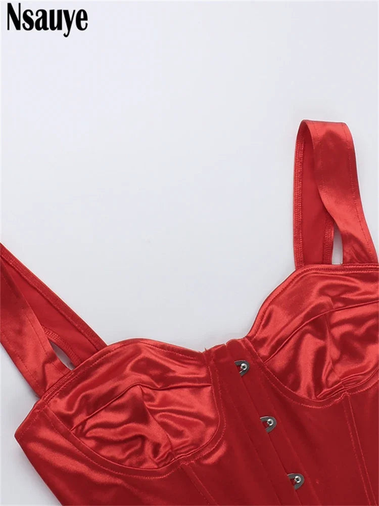 Sexy Satin Camisole Top for Middle-Aged Women – High Stretch, Solid Pattern, Summer 2024 Collection