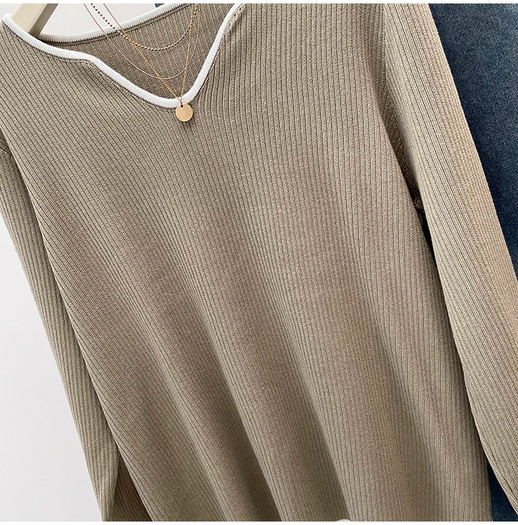 BigLargi Women's Loose Fit V-Neck Casual Shirt – Autumn/Winter Collection