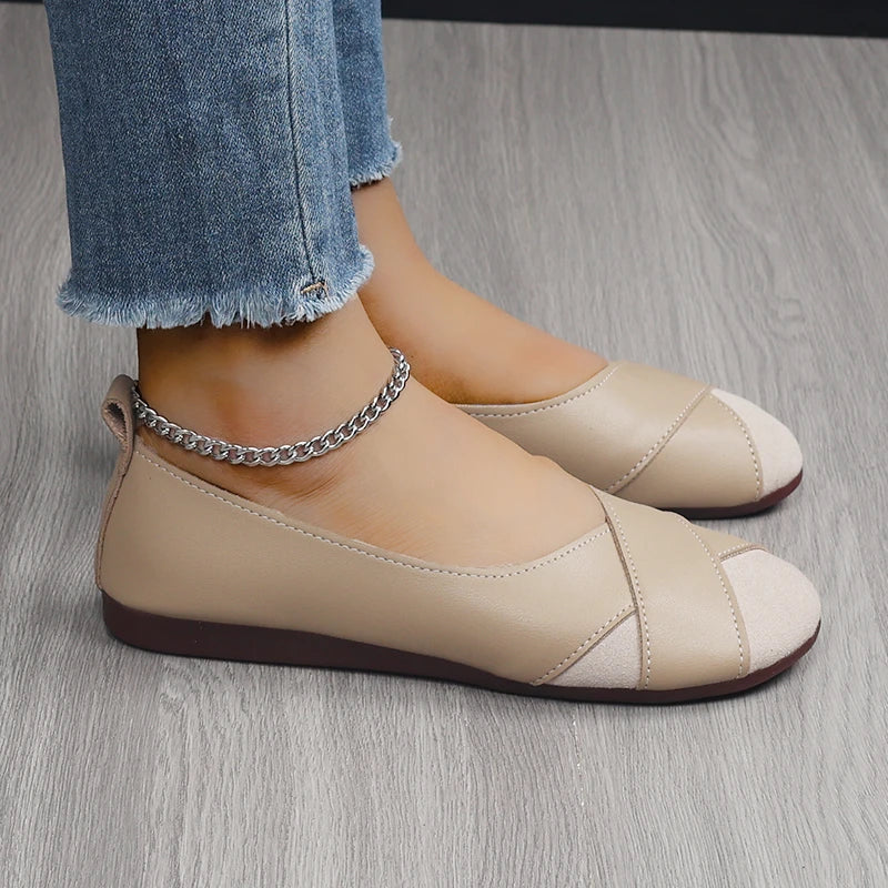 YZZJALK Women's Loafers - Casual Slip-On Flats with Splicing Design