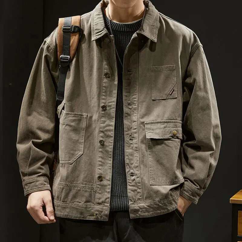 VXO Men’s Chic Autumn & Winter Jacket – Stylish Turn-Down Collar, Ribbed Sleeves, and Pockets for Daily Wear