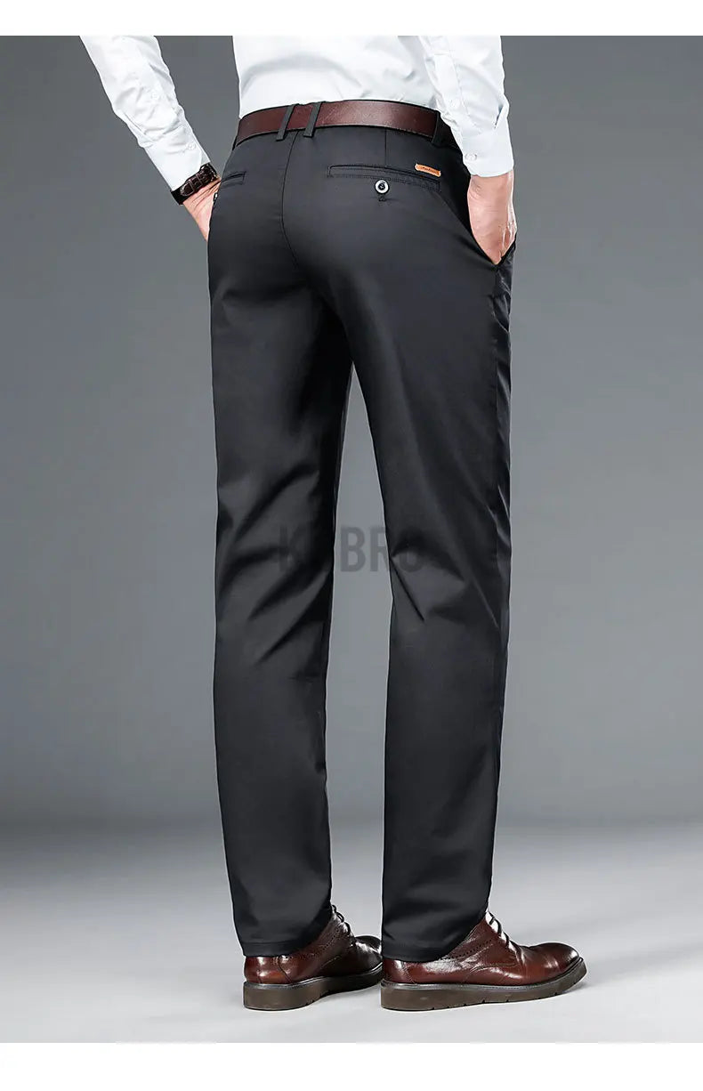 KUBRO Men’s Smart Casual Straight-Leg Pants with Fur Decoration – Autumn/Winter