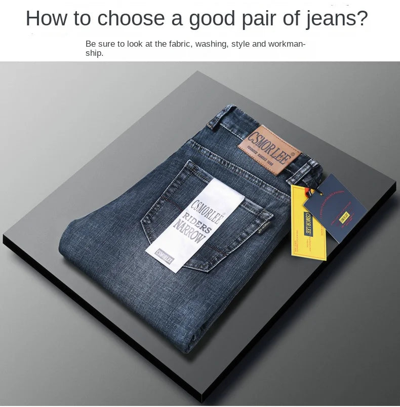 NoEnName_Null Slim Fit Mid-Waist Pencil Pants - Light Sand Wash Jeans for Men