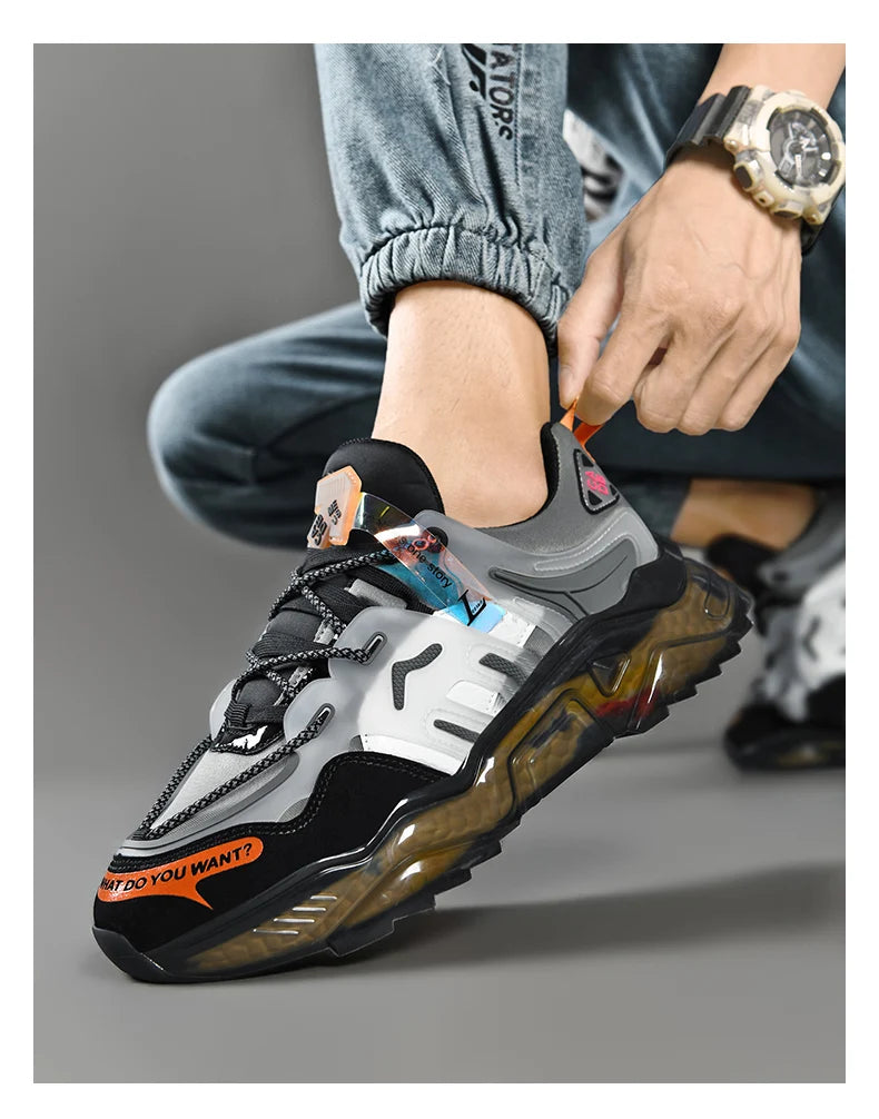 Yuzhy Men's Breathable Casual Lace-Up Shoes - Winter-Ready, Anti-Odor Sneakers