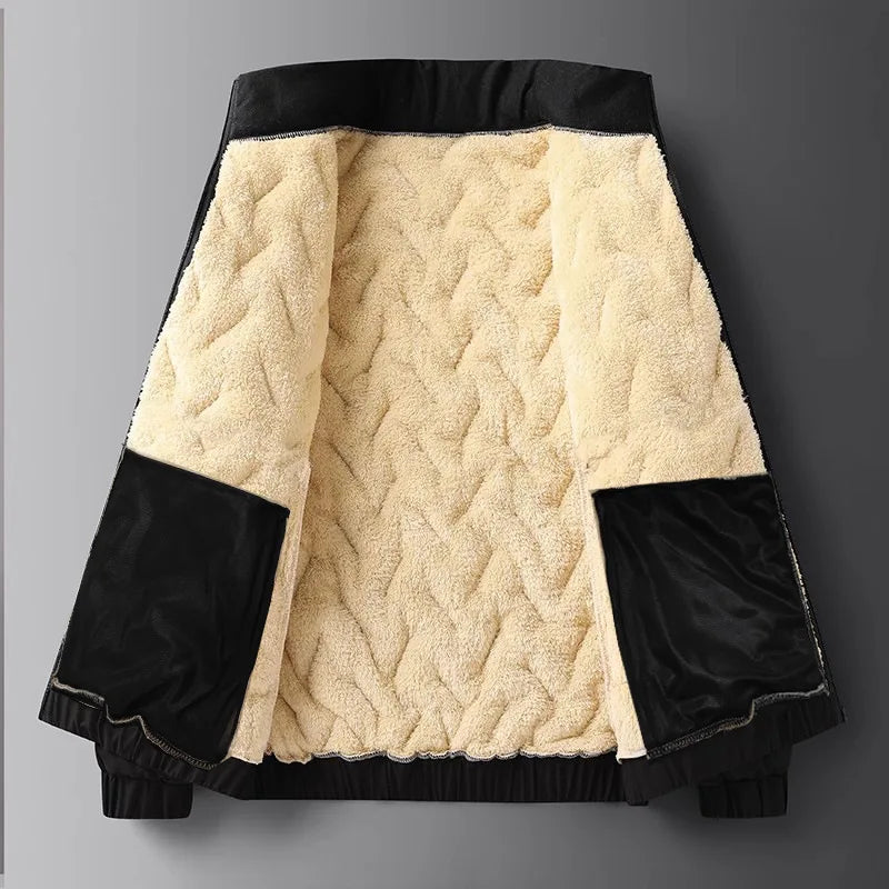 NoEnName_Null Men's Casual Zipper Jacket – Thick Polyester Outerwear for Autumn & Winter