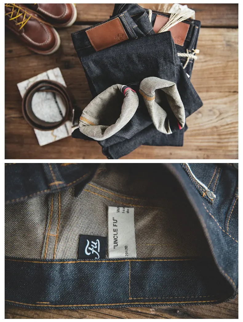 MADEN Men’s Midweight Denim Cargo Pants – Casual Full-Length Jeans with Pockets for Everyday Wear