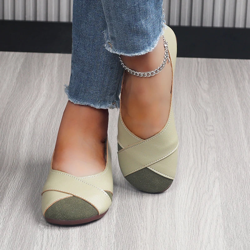 YZZJALK Women's Loafers - Casual Slip-On Flats with Splicing Design