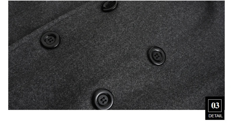 Winter Wool Overcoats Mens Outdoor Casual Double-breasted Turndown Collar Coats.