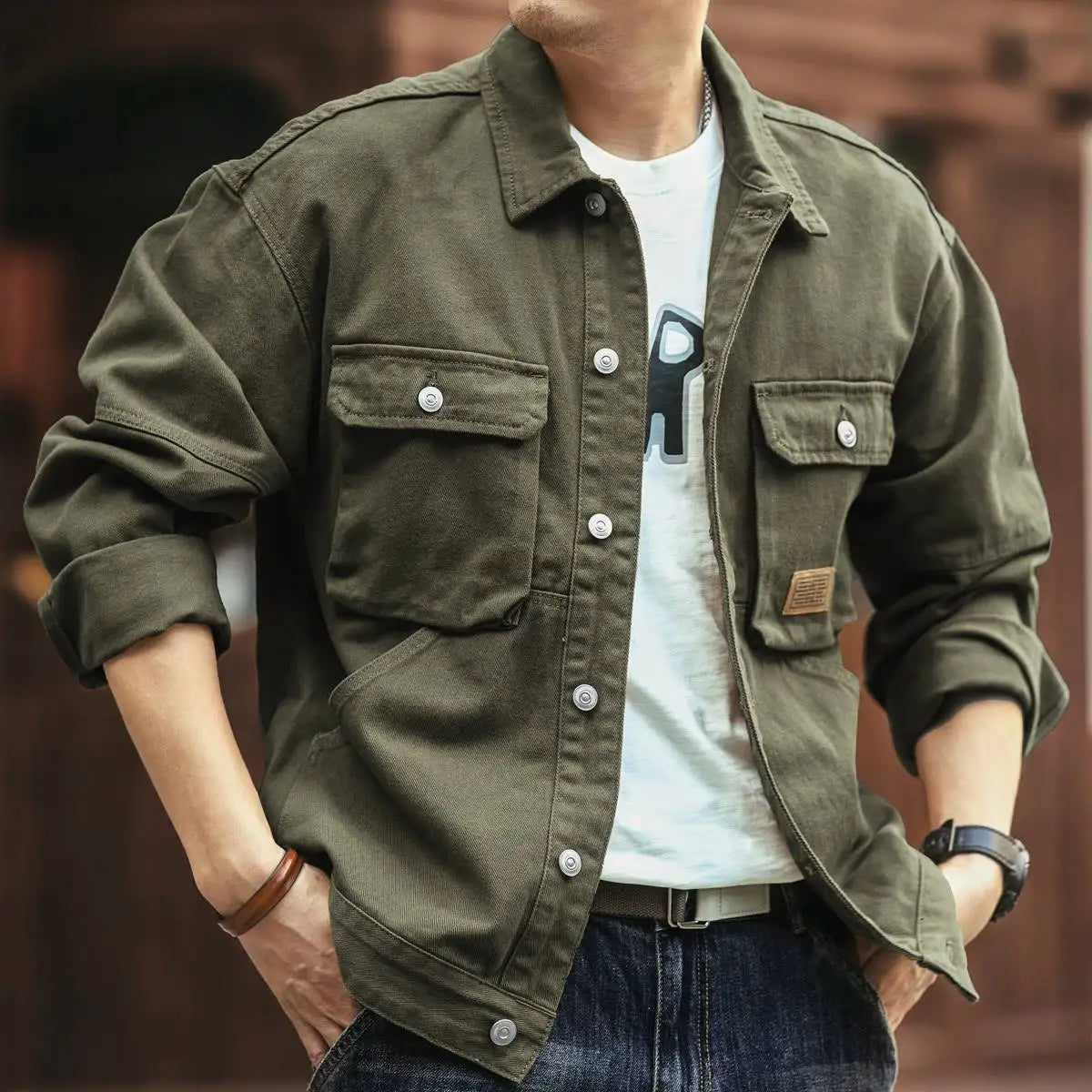 VXO Men’s Chic Autumn & Winter Jacket – Stylish Turn-Down Collar, Ribbed Sleeves, and Pockets for Daily Wear