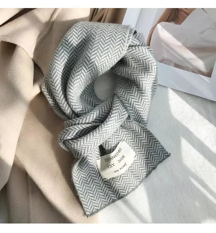 eTya Women's Winter Striped Knit Scarf - Polyester, Linen, Acetate, and Acrylic Fiber Blend