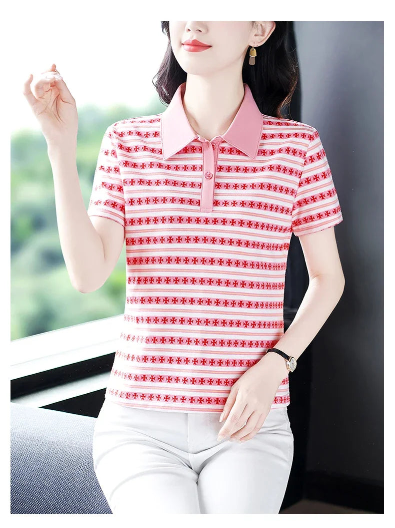 Moeroshe Casual Contrast Color Cotton Polo Shirt – Summer 2024 Collection