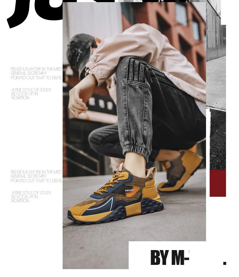 NoEnName_Null Men's Casual Lace-Up Shoes - Winter-Ready Leather Sneakers