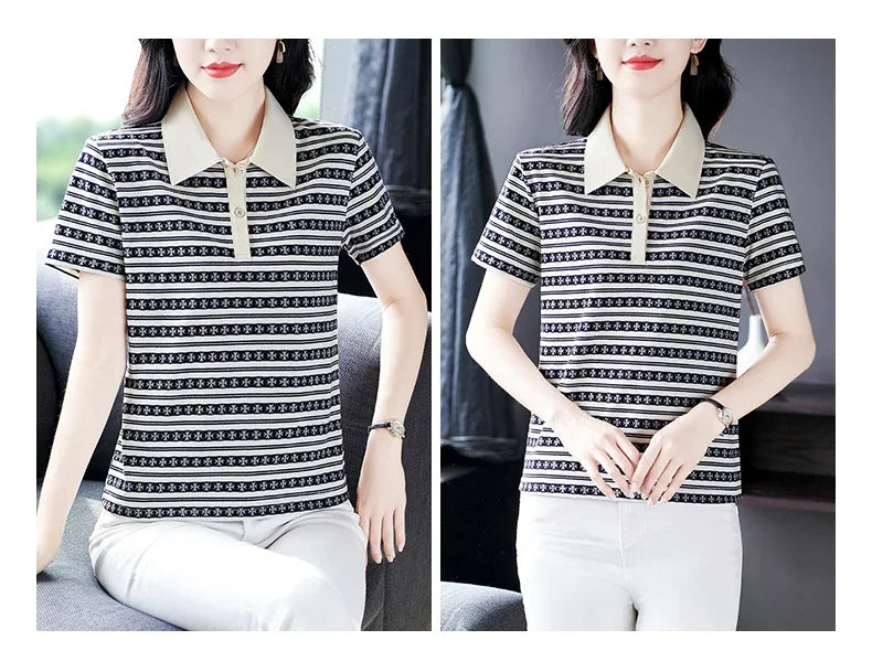 Moeroshe Casual Contrast Color Cotton Polo Shirt – Summer 2024 Collection